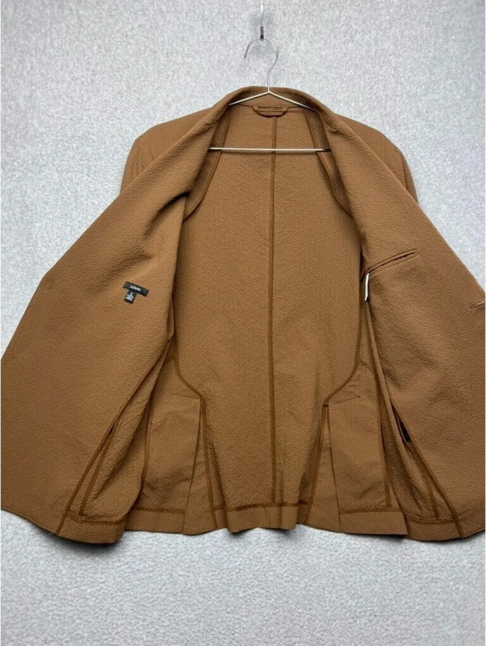 Alfani Blazer Mens M Brown Waffle Knit Seersucker Sport Coat Quiet Luxury Casual
